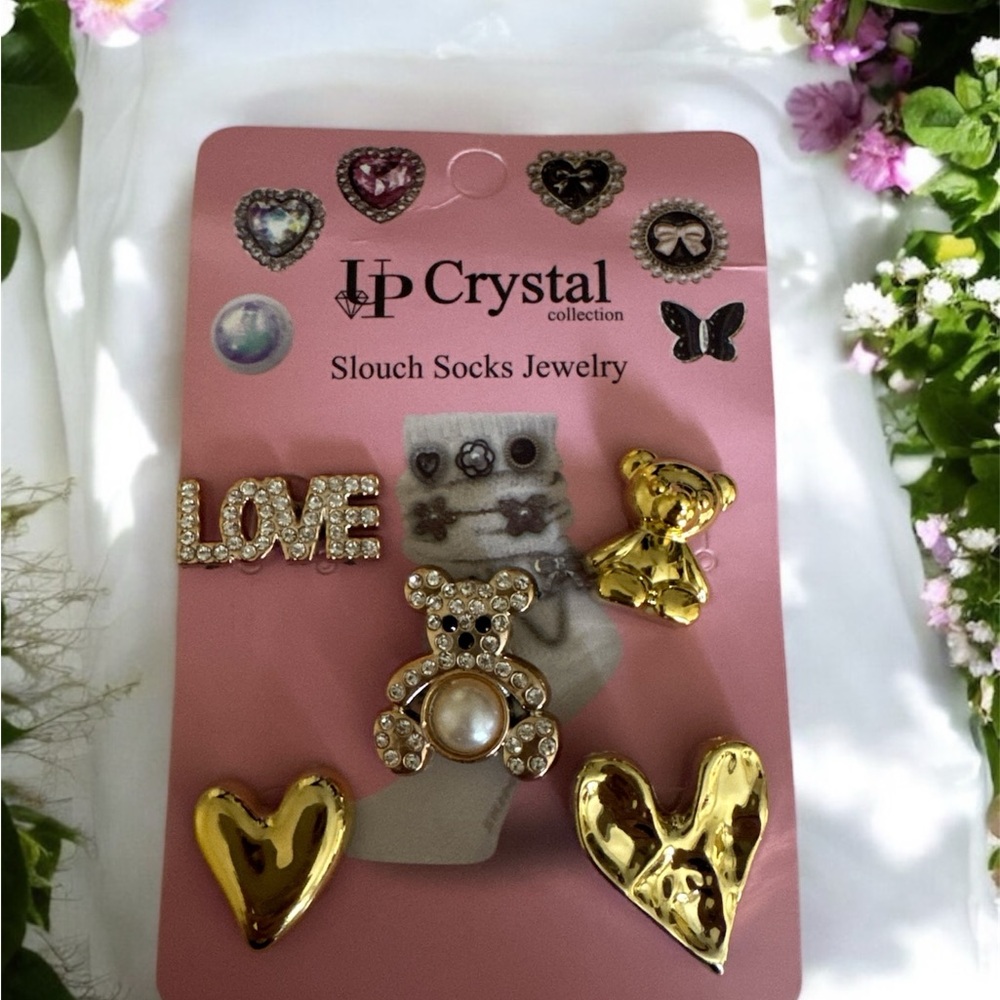 Gold and Crystal Slouch Socks Jewelry Set